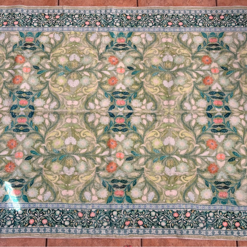 Brand New 4 x 6 Area Rug Stain Resistant with Non-Slip Backing Green NWT